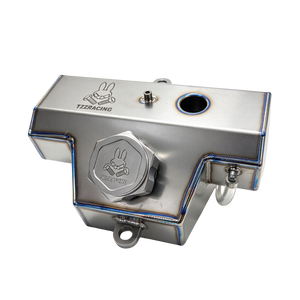 TZZ Racing titanium fuel tank for Kraken VEKTA.5 and KV5TT, top view showing the cap and fittings