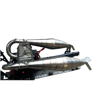 Metal exhaust system on a white background