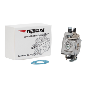 Fujiwara special edition carburetor with packaging and gasket on a white background